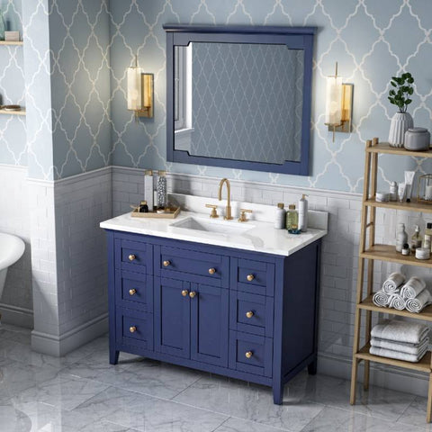 Image of Jeffrey Alexander Chatham Traditional 48" Hale Blue Single Undermount Sink Vanity With Quartz Top | VKITCHA48BLCQR VKITCHA48BLCQR