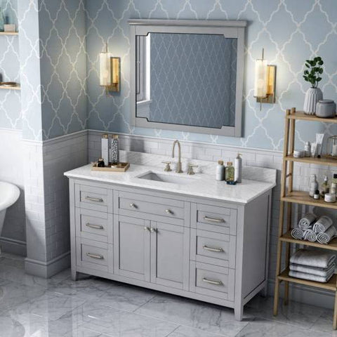 Image of Jeffrey Alexander Chatham Traditional 60" Grey Single Undermount Sink Vanity With Marble Top | VKITCHA60SGRWCR VKITCHA60SGRWCR