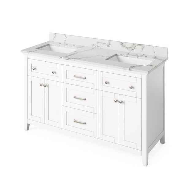 Jeffrey Alexander Chatham Traditional 60" White Double Undermount Sink