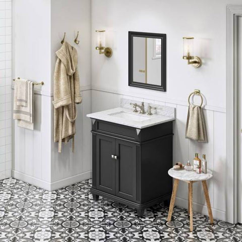 Image of Jeffrey Alexander Douglas 30" Black Single Undermount Sink Vanity With Marble Top | VKITDOU30BKWCR VKITDOU30BKWCR