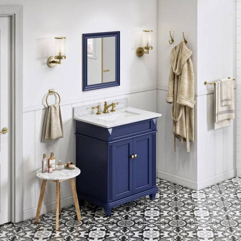 Image of Jeffrey Alexander Douglas 30" Hale Blue Single Undermount Sink Vanity With Marble Top | VKITDOU30BLWCR VKITDOU30BLWCR