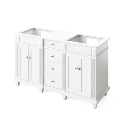 Image of Jeffrey Alexander Douglas Transitional 60" White Double Undermount Sink Vanity With Marble Top | VKITDOU60WHWCR VKITDOU60WHWCR