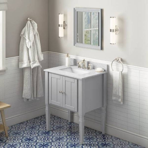 Image of Jeffrey Alexander Jensen Transitional 30" Grey Single Undermount Sink Vanity With Marble Top | VKITJEN30GRWCR VKITJEN30GRWCR