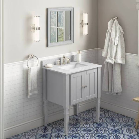 Image of Jeffrey Alexander Jensen Transitional 30" Grey Single Undermount Sink Vanity With Marble Top | VKITJEN30GRWCR VKITJEN30GRWCR