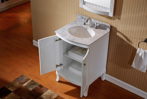 Image of Khaleesi 24" Single Bathroom Vanity in White with Marble Top ES-52024-WMRO-WH