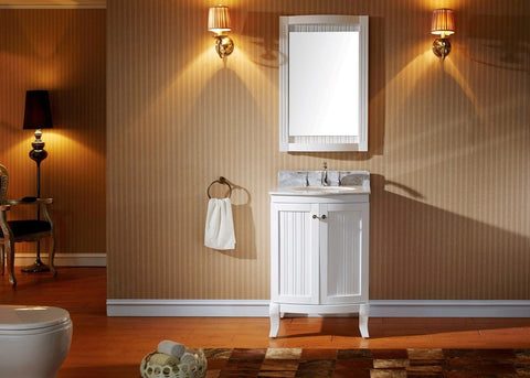 Image of Khaleesi 24" Single Bathroom Vanity in White with Marble Top ES-52024-WMRO-WH