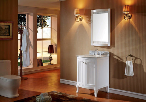 Image of Khaleesi 24" Single Bathroom Vanity in White with Marble Top ES-52024-WMRO-WH