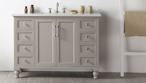 Image of Legion WH7548-WG 48" SINK VANITY WITH QUARTZ TOP-NO FAUCET - WARM GREY WH7548-WG