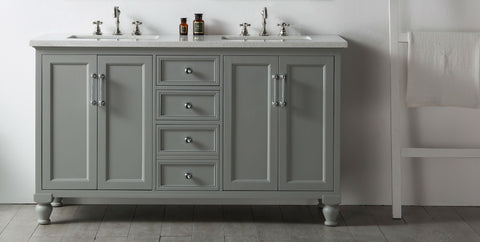 Image of Legion WH7560-CG 60" SINK VANITY WITH QUARTZ TOP-NO FAUCET - COOL GREY WH7560-CG