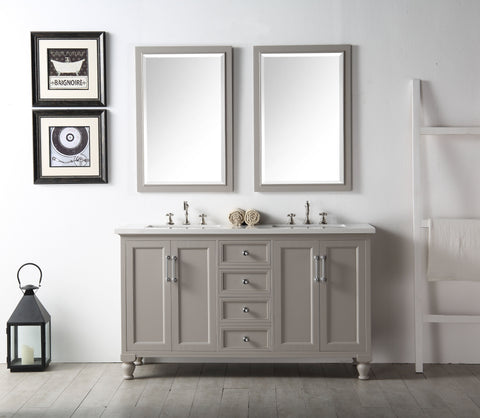 Image of Legion WH7560-WG 60" SINK VANITY WITH QUARTZ TOP-NO FAUCET - WARM GREY WH7560-WG