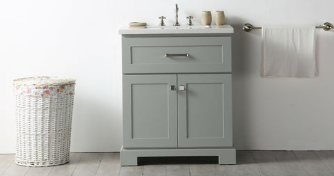 Image of Legion WH7630-CG 30" SINK VANITY WITH QUARTZ TOP-NO FAUCET - COOL GREY WH7630-CG