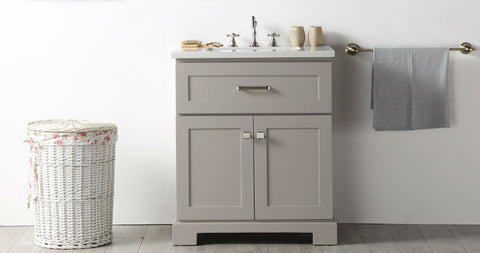 Image of Legion WH7630-WG 30" SINK VANITY WITH QUARTZ TOP-NO FAUCET - WARM GREY WH7630-WG