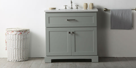 Image of Legion WH7636-CG 36" SINK VANITY WITH QUARTZ TOP-NO FAUCET - COOL GREY WH7636-CG