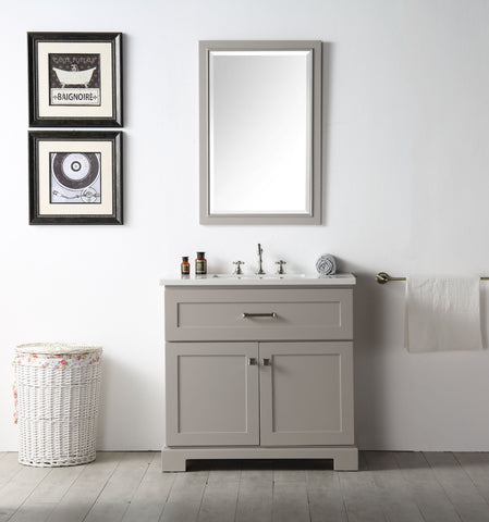 Image of Legion WH7636-WG 36" SINK VANITY WITH QUARTZ TOP-NO FAUCET - WARM GREY WH7636-WG
