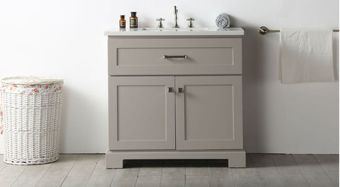 Image of Legion WH7636-WG 36" SINK VANITY WITH QUARTZ TOP-NO FAUCET - WARM GREY WH7636-WG