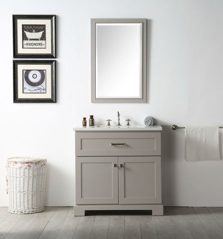 Image of Legion WH7636-WG 36" SINK VANITY WITH QUARTZ TOP-NO FAUCET - WARM GREY