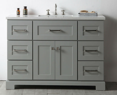 Image of Legion WH7648-CG 48" SINK VANITY WITH QUARTZ TOP-NO FAUCET - COOL GREY WH7648-CG