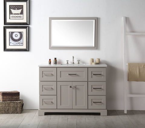 Image of Legion WH7648-WG 48" SINK VANITY WITH QUARTZ TOP-NO FAUCET - WARM GREY WH7648-WG