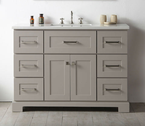 Image of Legion WH7648-WG 48" SINK VANITY WITH QUARTZ TOP-NO FAUCET - WARM GREY WH7648-WG