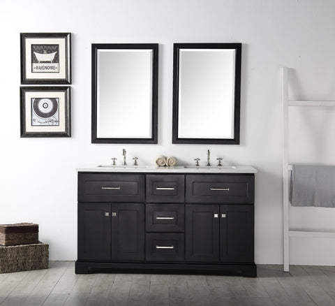 Image of Legion WH7660-E 60" SINK VANITY WITH QUARTZ TOP-NO FAUCET - ESPRESSO WH7660-E