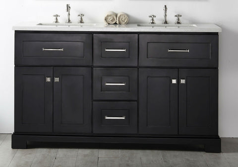 Image of Legion WH7660-E 60" SINK VANITY WITH QUARTZ TOP-NO FAUCET - ESPRESSO WH7660-E