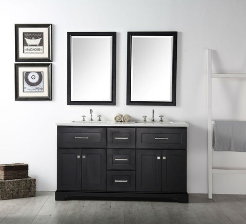 Image of Legion WH7660-E 60" SINK VANITY WITH QUARTZ TOP-NO FAUCET - ESPRESSO WH7660-E