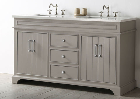 Image of Legion WH7660-WG 60" SINK VANITY WITH QUARTZ TOP-NO FAUCET - WARM GREY WH7660-WG