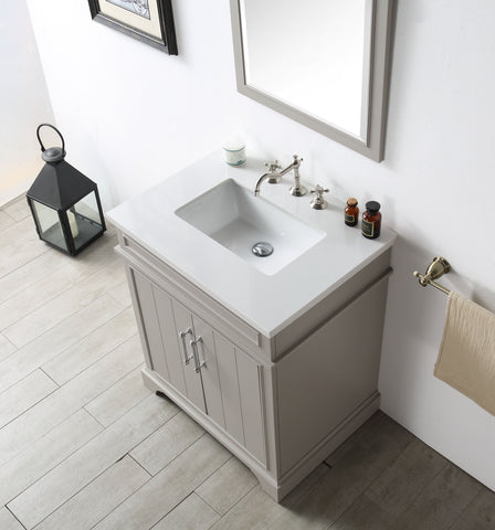 Image of Legion WH7730-WG 30" SINK VANITY WITH QUARTZ TOP-NO FAUCET - WARM GREY WH7730-WG