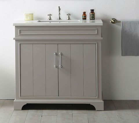 Image of Legion WH7736-WG 36" SINK VANITY WITH QUARTZ TOP-NO FAUCET - WARM GREY WH7736-WG