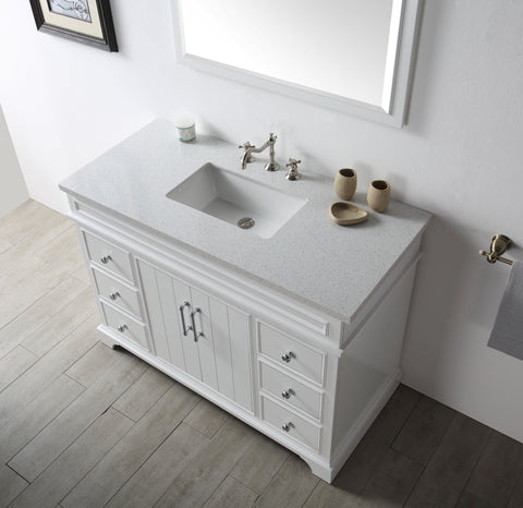 Image of Legion WH7748-W 48" SINK VANITY WITH QUARTZ TOP-NO FAUCET - WHITE WH7748-W