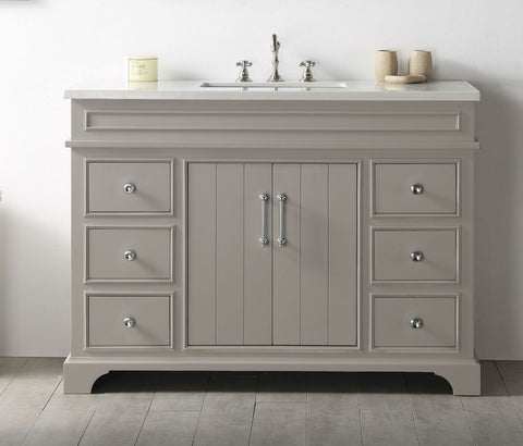 Image of Legion WH7748-WG 48" SINK VANITY WITH QUARTZ TOP-NO FAUCET - WARM GREY WH7748-WG