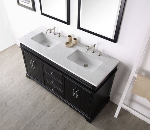 Image of Legion WH7760-E 60" SINK VANITY WITH QUARTZ TOP-NO FAUCET - ESPRESSO WH7760-E