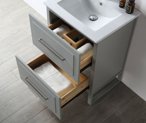 Image of Legion WH7824-CG 24" SINK VANITY WITH CERAMIC TOP-NO FAUCET - COOL GREY WH7824-CG