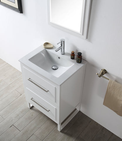 Image of Legion WH7824-W 24" SINK VANITY WITH CERAMIC TOP-NO FAUCET - WHITE WH7824-W
