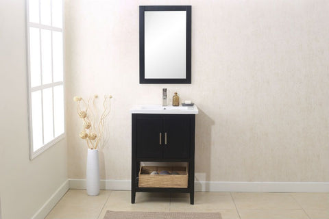 Image of Legion WLF6021-E 24" ESPRESSO SINK VANITY WITH MIRROR, UPC FAUCET AND BASKET - Espresso WLF6021-E
