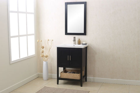 Image of Legion WLF6021-E 24" ESPRESSO SINK VANITY WITH MIRROR, UPC FAUCET AND BASKET - Espresso WLF6021-E