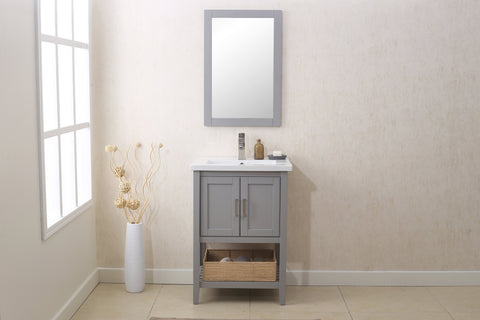 Image of Legion WLF6021-G 24" GRAY VANITY WITH MIRROR, UPC FAUCET AND BASKET - Gray WLF6021-G