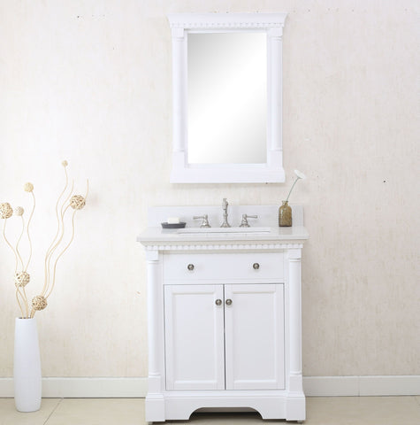 Image of Legion WLF6036-30W 30" MATT WHITE SINK VANITY WITH QUARTZ TOP - White WLF6036-30W