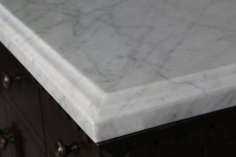 Image of Legion WLF6036-48 48" ANTIQUE COFFEE SINK VANITY WITH CARRARA WHITE TOP AND MATCHING BACKSPLASH WITHOUT FAUCET - ANTIQUE COFFEE WLF6036-48