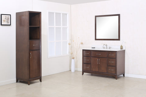 Image of Legion WLF7030-48 48" ANTIQUE COFFEE SINK VANITY WITH QUARTZ TOP, NO FAUCET - ANTIQUE COFFEE WLF7030-48