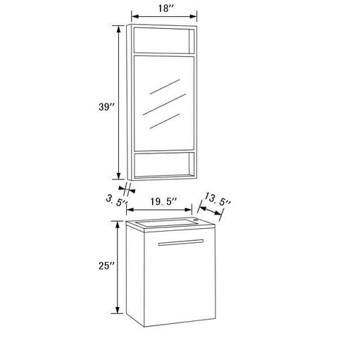 Image of Legion WT21302A SINK VANITY WITH MIRROR - NO FAUCET - Black and White Stripes WT21302A