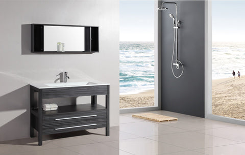 Image of Legion WT21306 SINK VANITY WITH MIRROR - NO FAUCET - Black and Gray Stripes WT21306