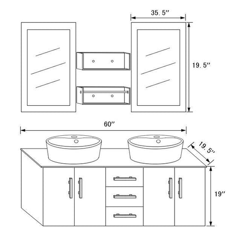 Image of Legion WT9011 SINK VANITY WITH MIRROR - NO FAUCET - Espresso WT9011