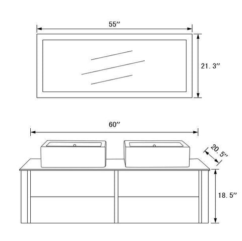 Image of Legion WT9012B SINK VANITY WITH MIRROR - NO FAUCET - Espresso WT9012B