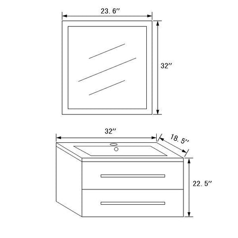 Image of Legion WT9019B SINK VANITY WITH MIRROR - NO FAUCET - Espresso WT9019B