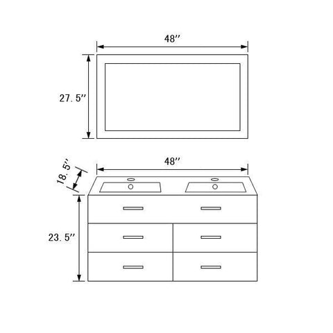 Image of Legion WT9126 SINK VANITY WITH MIRROR - NO FAUCET - Espresso WT9126