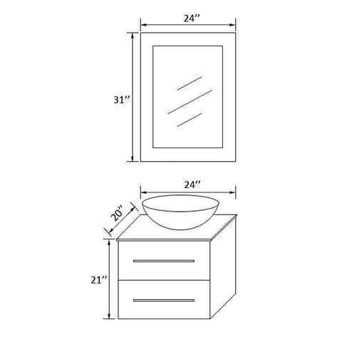 Image of Legion WT9190 SINK VANITY WITH MIRROR - NO FAUCET - Espresso WT9190