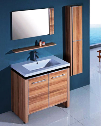 Image of Legion WTH0932 SINK VANITY WITH MIRROR AND SIDE CABINET - NO FAUCET - Light Maple WTH0932