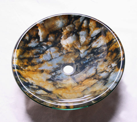 Image of Legion ZA-01 Tempered Glass 1/2" Thick, 16.5" Diameter, 5.5" Height Matching Chrome Pop-Up Drain and Mounting Ring - Brown ZA-01