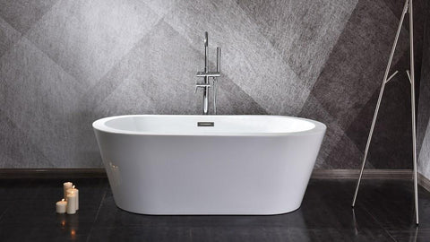 Image of Lure 59" Free Standing Acrylic Vintage Freestanding Bathtub w/ Chrome Drain